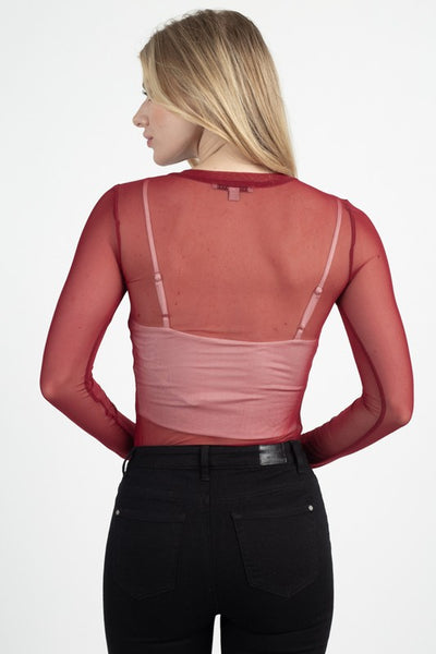 Women's Long Sleeve Mesh Sheer See Through Casual Blouse Top New