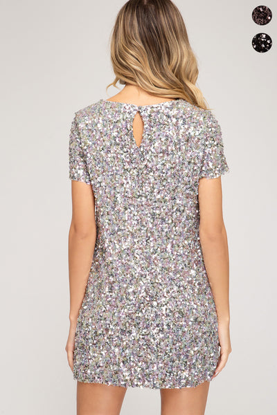 Women's Half Sleeve Sequin Mini Dress She + Sky Sizes S,M,L New