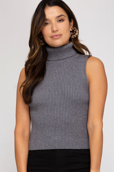Women's Sleeveless Turtle Neck Knit Sweater Top She + Sky Sizes S,M,L New
