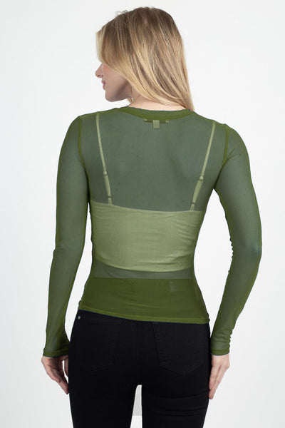 Women's Long Sleeve Mesh Sheer See Through Casual Blouse Top New