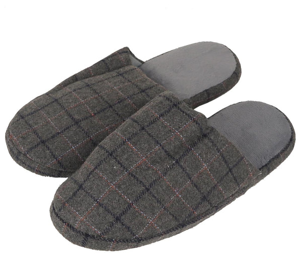 Men's Plaid Comfort Velvet House Slippers Warm & Cozy Textile Sizes S,M,L New