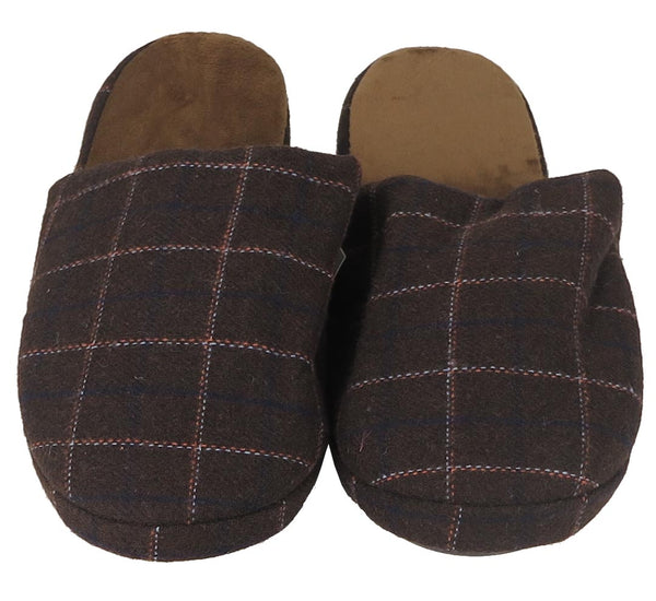 Men's Plaid Comfort Velvet House Slippers Warm & Cozy Textile Sizes S,M,L New