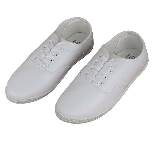 Women's Athletic Soft Leather Shoes Sneaker White w/ Laces Sizes 6-11 New
