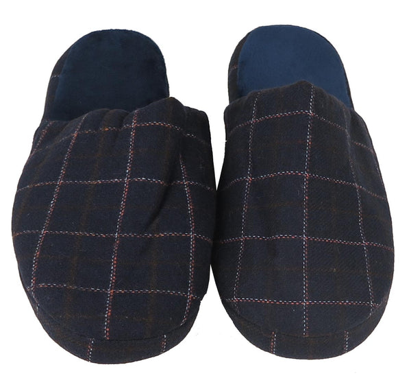 Men's Plaid Comfort Velvet House Slippers Warm & Cozy Textile Sizes S,M,L New