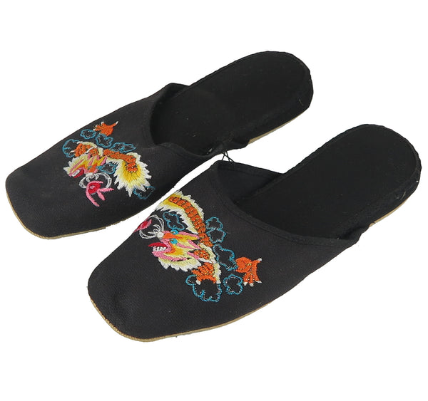 Handmade Embroidered Dragon Chinese Women's Cotton Slippers Blue Red New