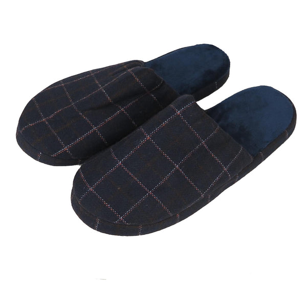 Men's Plaid Comfort Velvet House Slippers Warm & Cozy Textile Sizes S,M,L New