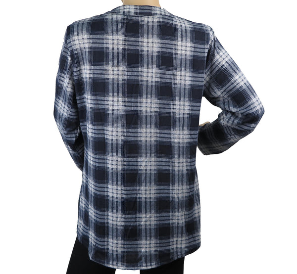 Women's Long Sleeve Plaid Blouse 3 Button Crew Neck Henley Shirt Top Size M-2XL New