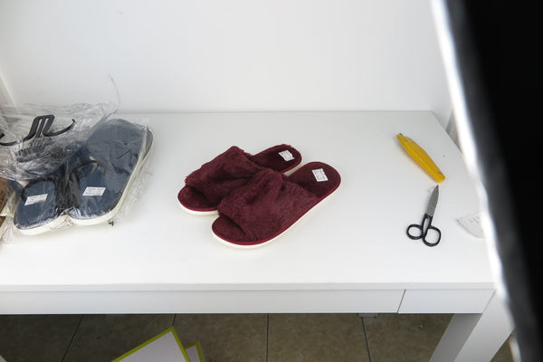 Women's Cotton Terry Winter Slippers Red Black Brown Gray Sizes S M L New