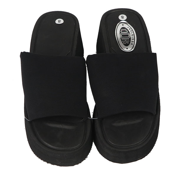 Women's Wedge Slide Platform Sandals Elastic Band Black Sizes 6-10 New