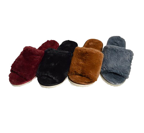Women's Cotton Terry Winter Slippers Red Black Brown Gray Sizes S M L New