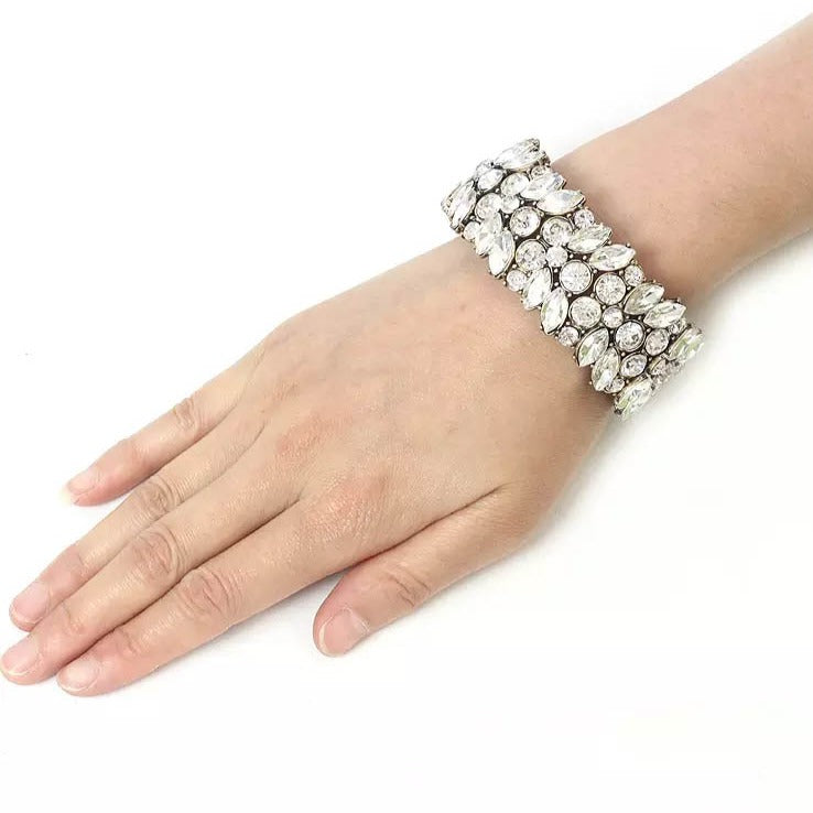 Stretch Bracelet Crystal Glass Rhinestones Fashion Jewelry 3" New