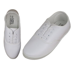 Women's Athletic Soft Leather Shoes Sneaker White w/ Laces Sizes 6-11 New
