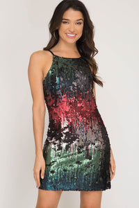 Women's Multi Color Sequin Bodycon Cami Dress She + Sky Sizes S,M,L New
