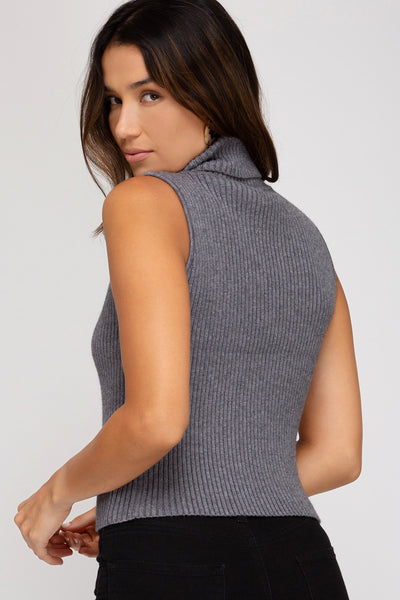 Women's Sleeveless Turtle Neck Knit Sweater Top She + Sky Sizes S,M,L New