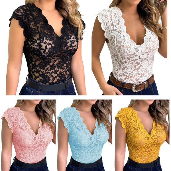 Women's Floral Lace Sleeveless See Through Camisole Shirt Blouse Top New