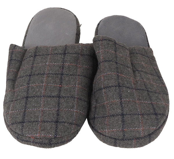 Men's Plaid Comfort Velvet House Slippers Warm & Cozy Textile Sizes S,M,L New