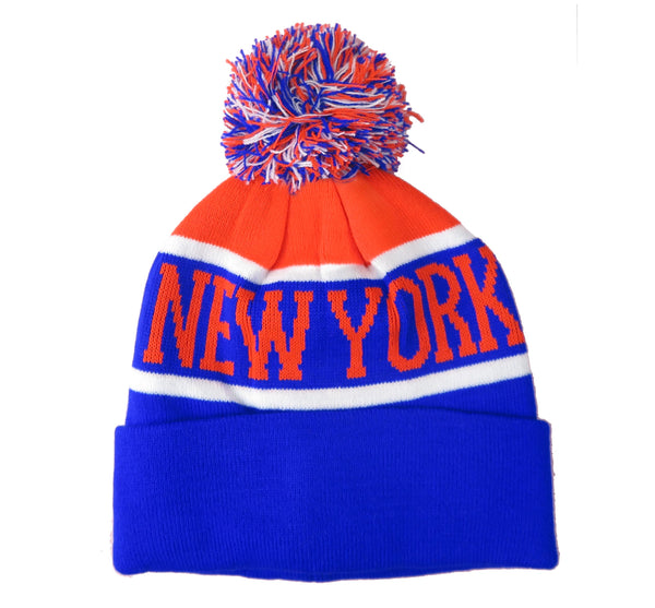 Women's Knit Beanie Pom Pom Hat New York Boston One Size New