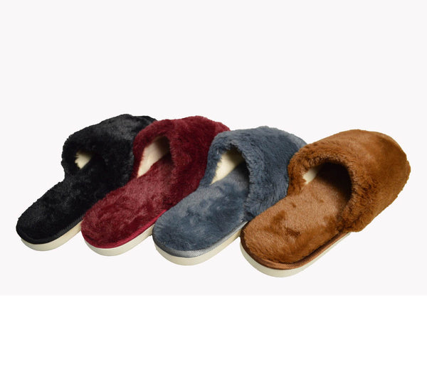 Women's Cotton Terry Winter Slippers Red Black Brown Gray Sizes S M L New