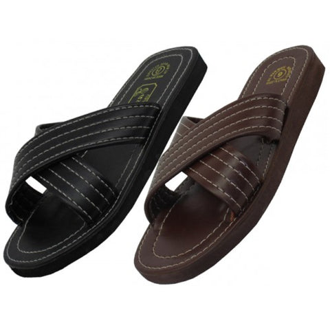 Men's X-Band Slippers Black Brown Size 9-13 New