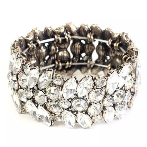 Stretch Bracelet Crystal Glass Rhinestones Fashion Jewelry 3" New