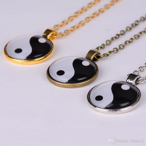 Yin and Yang Pendant Jewelry Chain Necklace - Gold Bronze Silver - 1" Dia - New