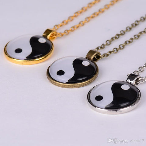 Yin and Yang Pendant Jewelry Chain Necklace - Gold Bronze Silver - 1" Dia - New